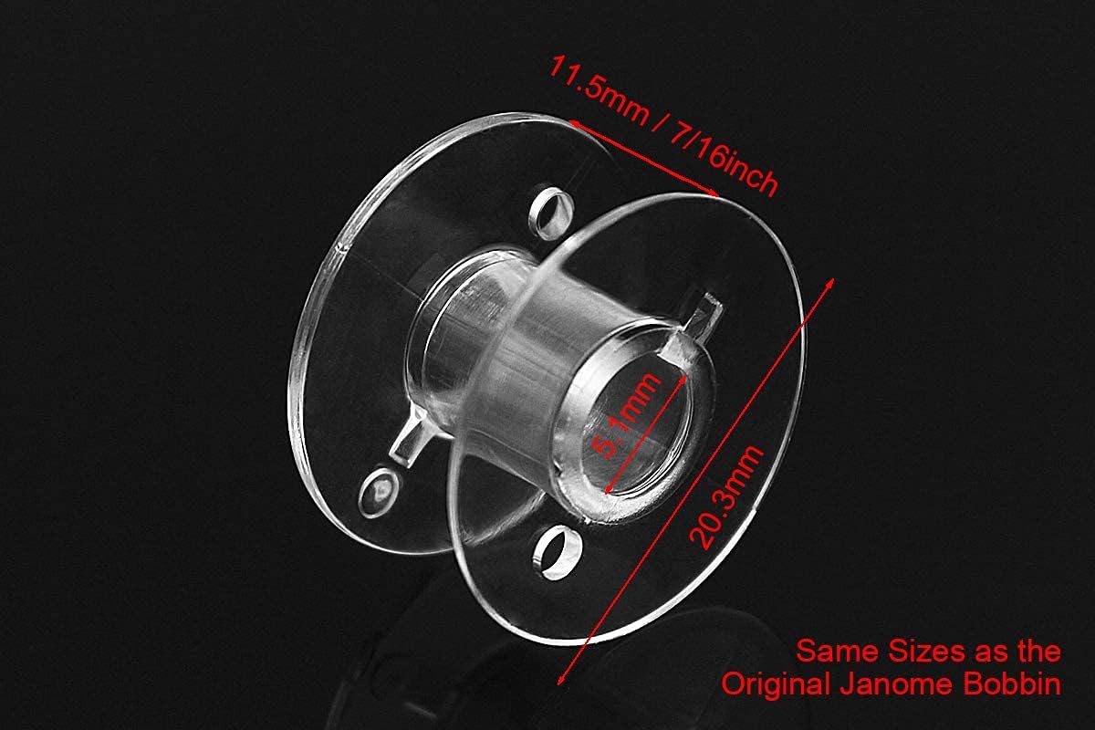 Sew Tech 60pcs Bobbins for Janome 2212 HD3000 HD1000 Magnolia 7330 JW8100 MC500E QDC Skyline Sewist MC Series etc. Embroidery Sewing Quilting Machine, Plastic Clear Class 15 Bobbins