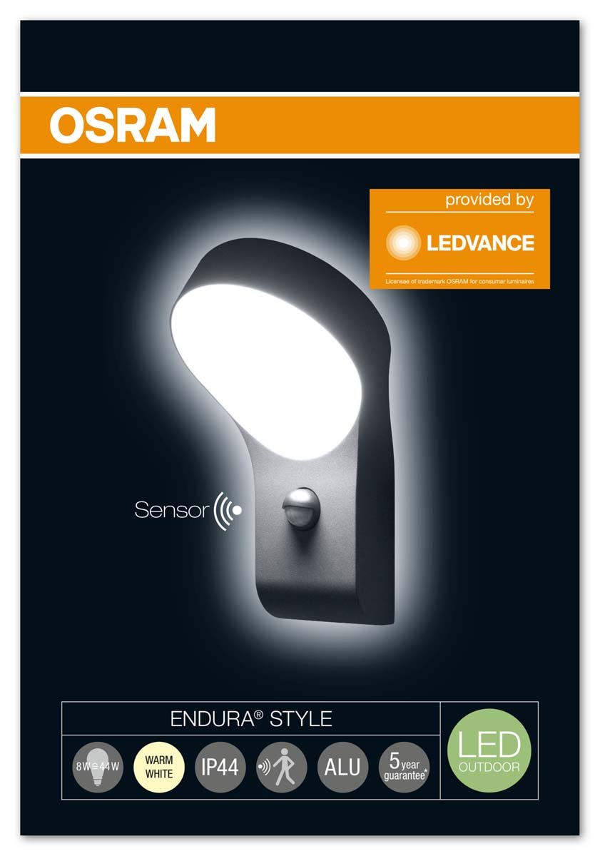 OSRAM LED zewnętrzna lampa ścienna, aluminium, ciemnoszara