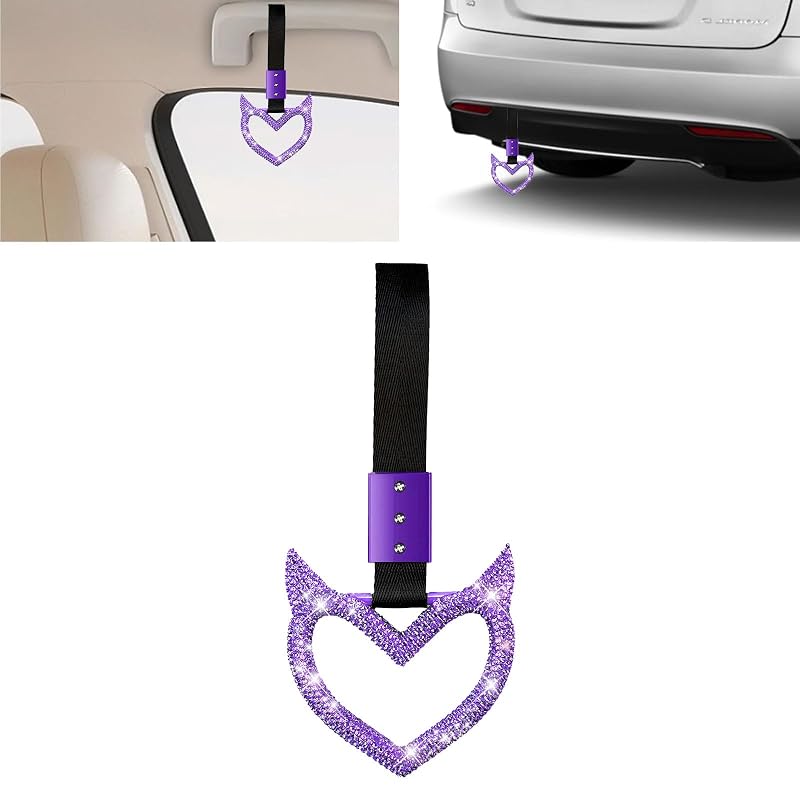 Alça Pendente Decorativa para Carro em Formato de Coração com Strass NBTEPEM Devil Style Roxo