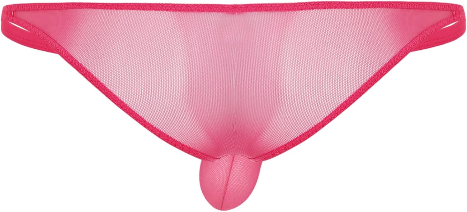 Linjinx Men's See Through Bulge Pouch G-String Underwear Mesh Low Rise Micro Thong Panties
