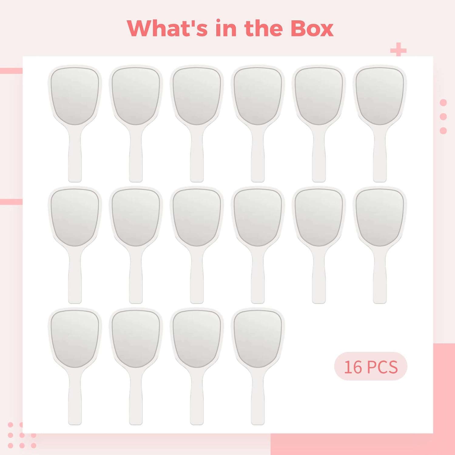 16 Pcs White Handheld Makeup Mirrors for Travel, Compact and Portable, Single-Sided Mirror for Quick Touch-Ups, Smooth White Plastic, Great for Girls and Women image 2