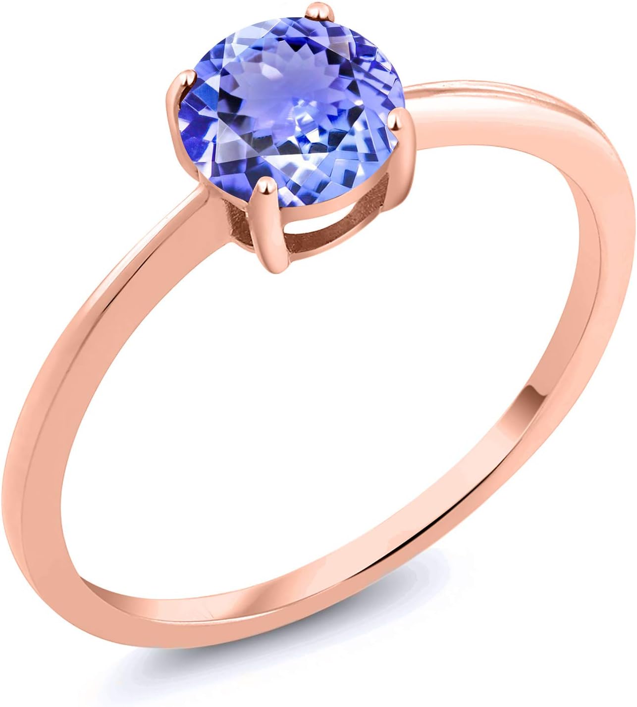 Gem Stone King 10K Rose Gold Gemstone Birthstone Solitaire Engagement Ring | Round 6MM | Wedding Anniversary Promise Ring For Women | Available in Size 5,6,7,8,9