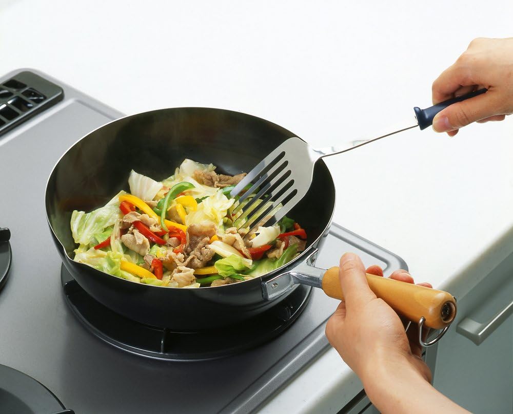 Yoshikawa 38087777 Deep Frying Pot, Tempura Pot, Single Handle, 9.4 inches (24 cm), Gas Fire, Induction Compatible, Iron, Black, Made in Japan
