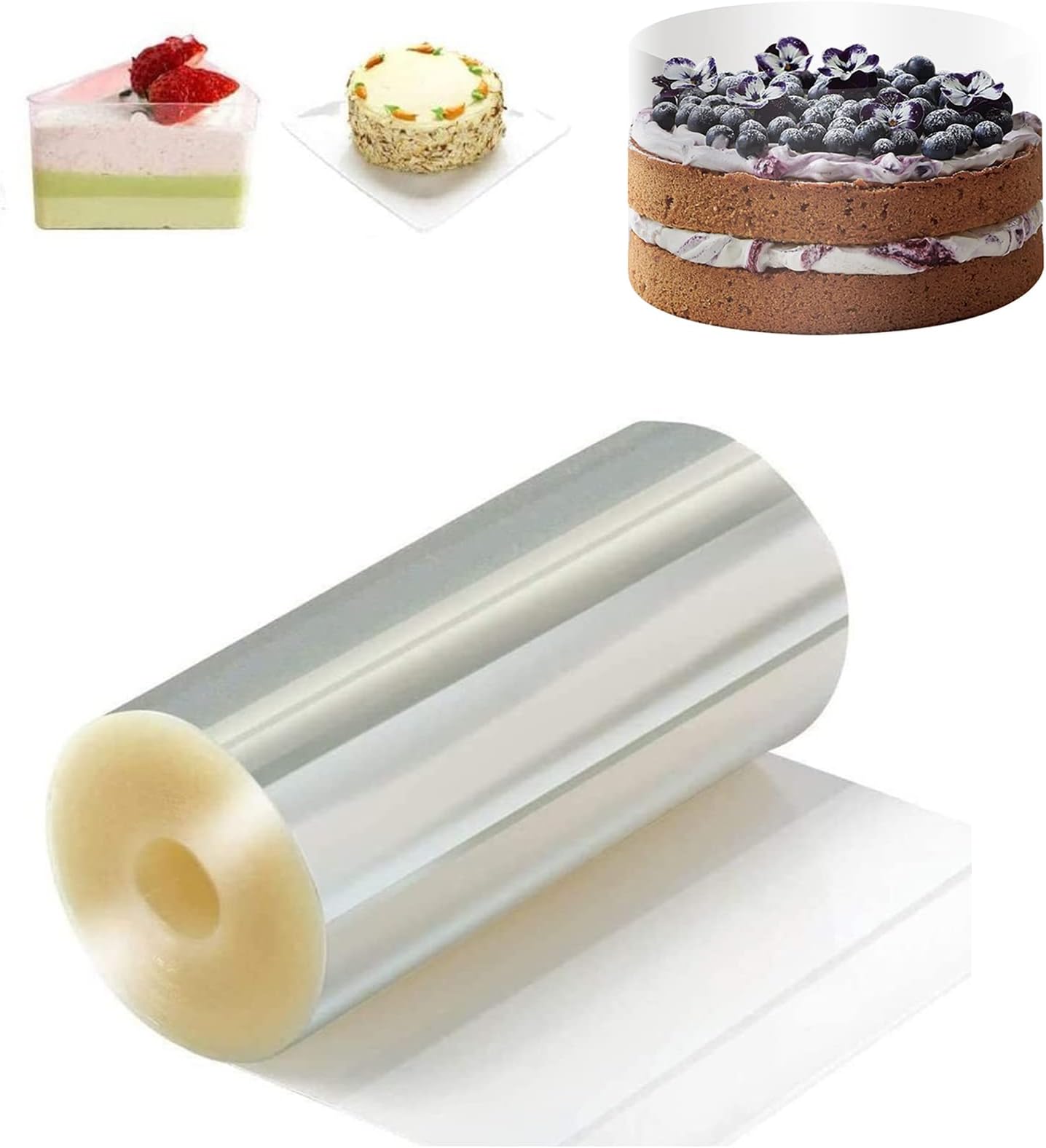 Cake Collars 4 x 394inch - Transparent Cake Rolls, Clear Cake Strips, Acetate Sheet for Chocolate Mousse Baking, Cake Decorating