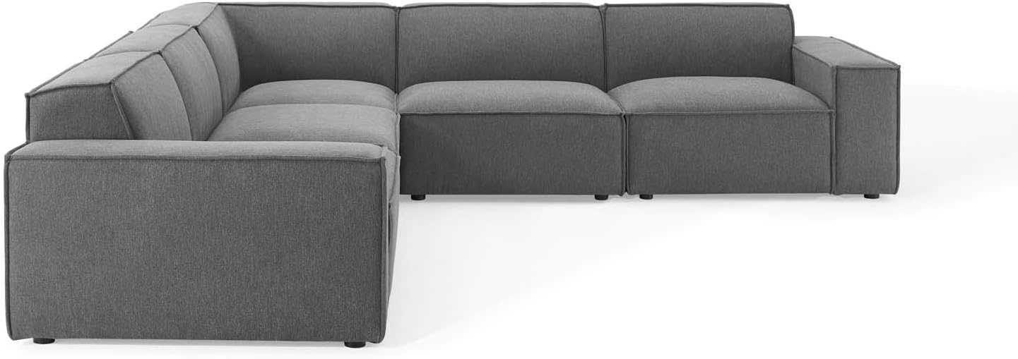 Modway Restore 5-Piece Upholstered Sectional Sofa in Charcoal