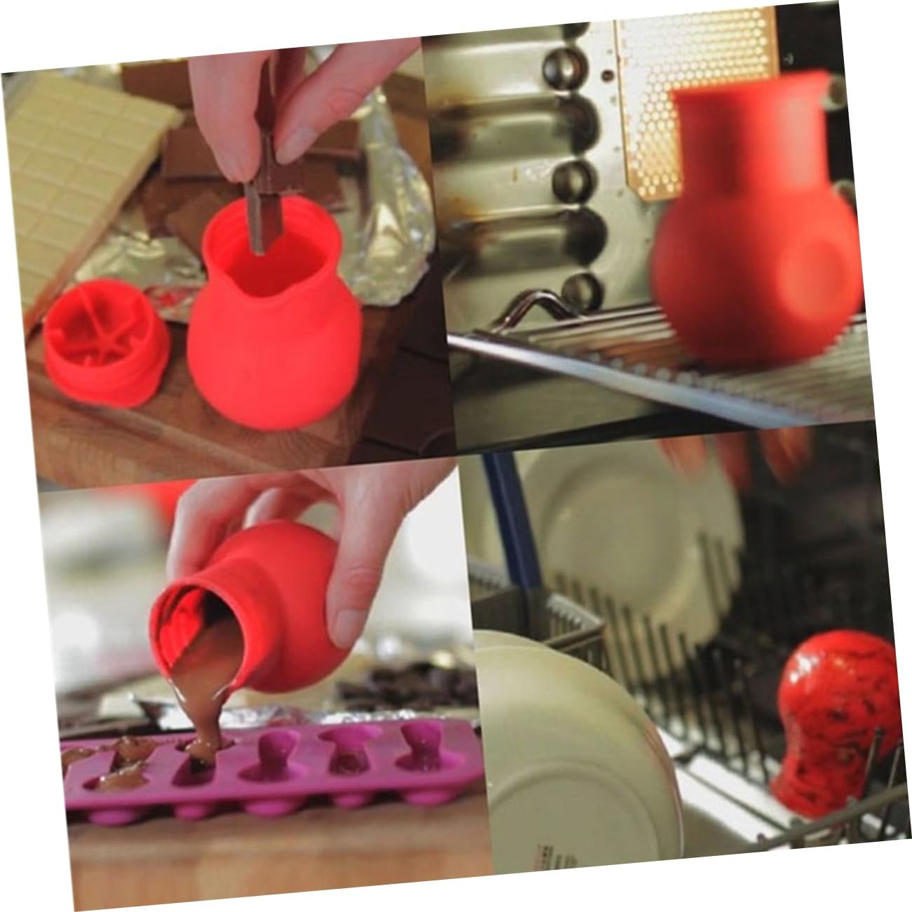 Red Silicone Chocolate Melting Pot for Butter Sauce Milk Baking Pouring