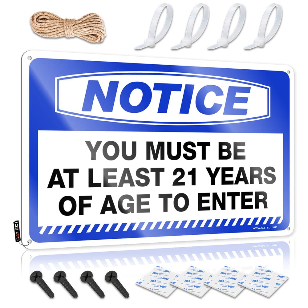 Music Accessory Poster - Notice You Must Be At Least 21 Years Of Age To Enter Chic Metal Wall Art Ready To Hang For Pub(30X40CM)