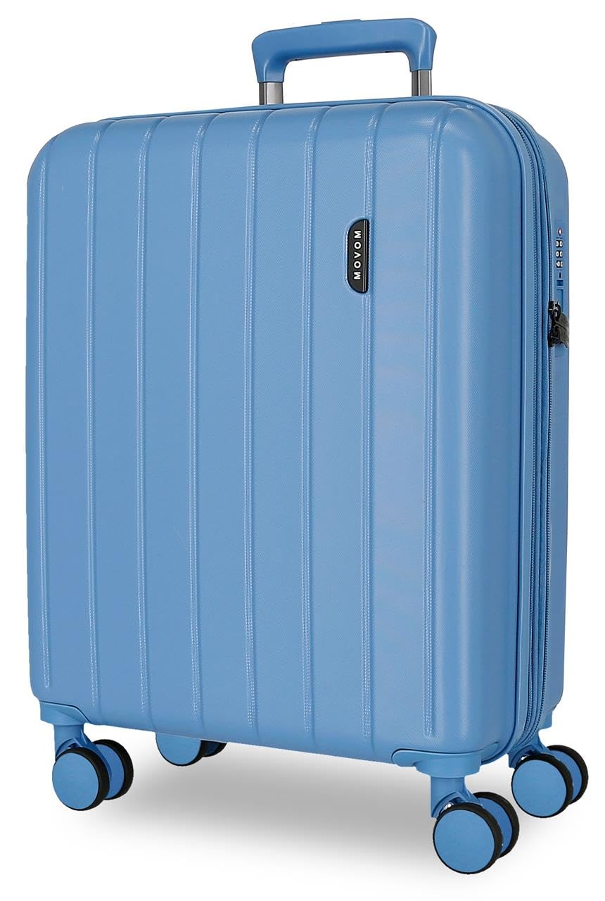 Maleta de cabina Movom Wood Denim de 55 cm rígida con cierre TSA y cuatro ruedas dobles 8