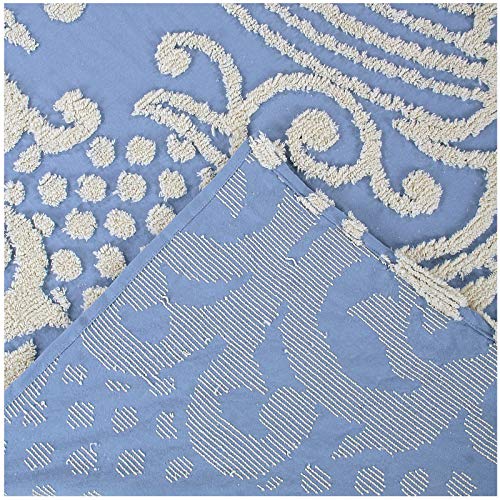 Better Trends Chenille Bedspreads Queen Size, Florence Collection Medallion Design In Blue - Lightweight Bedspreads, 100% Cotton Tufted Cotton Bedspreads #TOP20