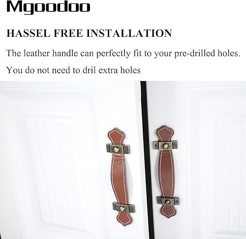 Miniatura 5 de Mgoodoo Tiradores de cuero para cajones, 5 pomos de gabinete de 3-78 pulgadas, manijas de cuero suave compañero de mano, antioxidante, reemplazo