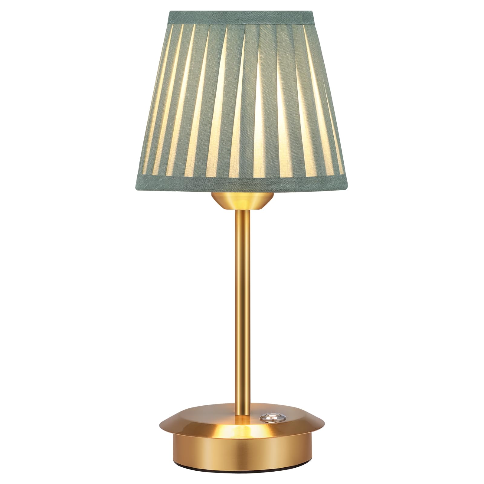 OUSFOT Lamparas de Mesita de Noche, 3 Niveles de Brillo Lamparas sin Cables Con Pantalla,Candeeiro Mesa de Cabeceira Retro Recargable Verde,Ideal para Sala de Estar,Estudio,Dormitorio Mesa de Comedor