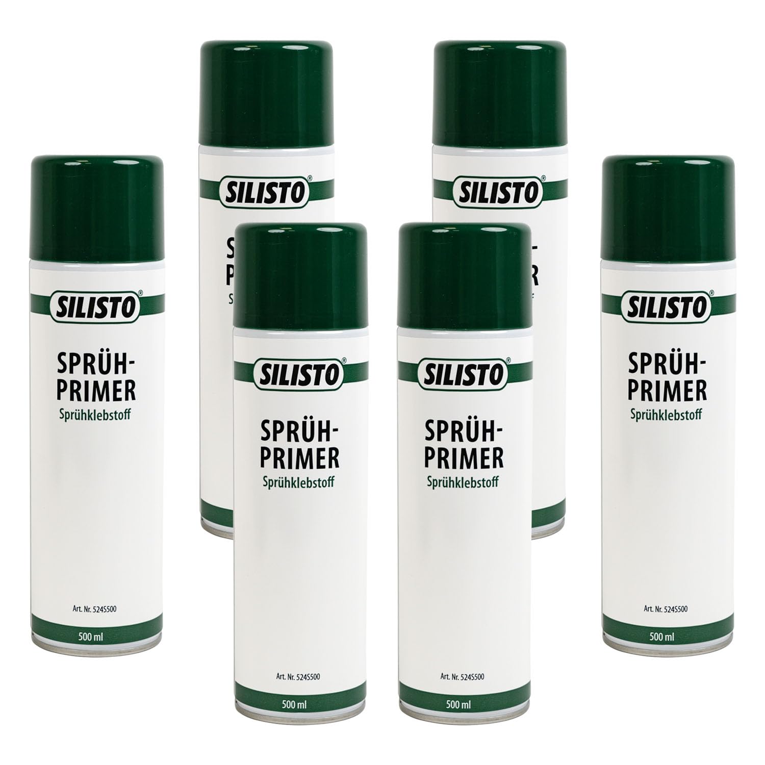 SILISTO Sprühprimer 6x 500ml Sprühflasche für verschiedene Anwendungsbereiche - Montagen, Textilien, Basteln, für Edelmetalle, Leder, Porzellan oder für Auto Karosserien geeignet