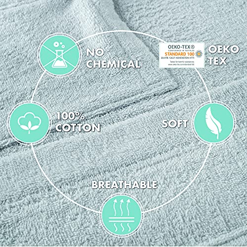 Twinzen Bathrobe 100% Cotton Oeko-Tex Certified - Xxl Dark Blue - Premium Dressing Gown Absorbent Towelling With Hood, 2 Pockets, Belt - 4