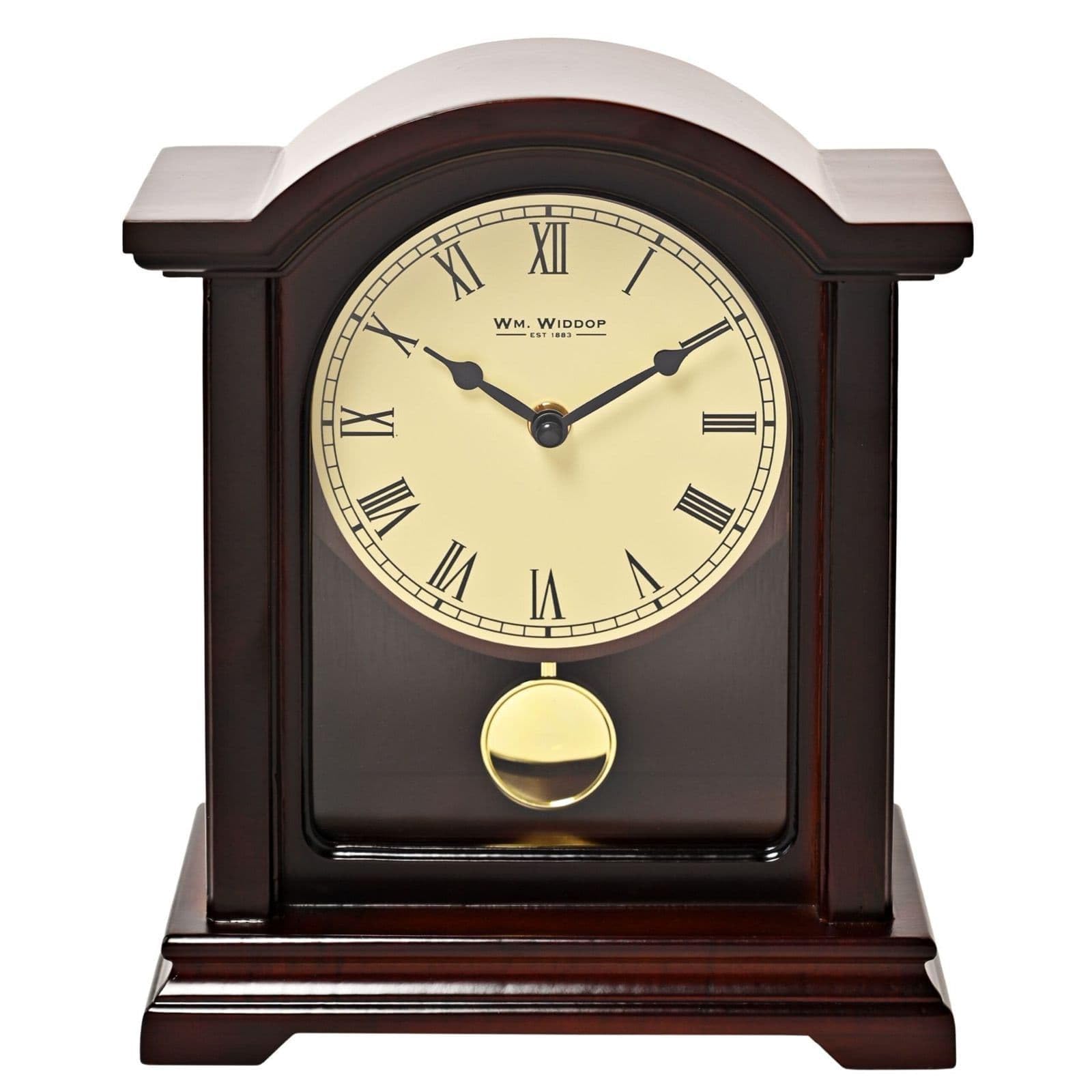 Widdop And Co Dark Walnut Wm. Widdop Finish Broken Arch Pendulum Clock - W3415