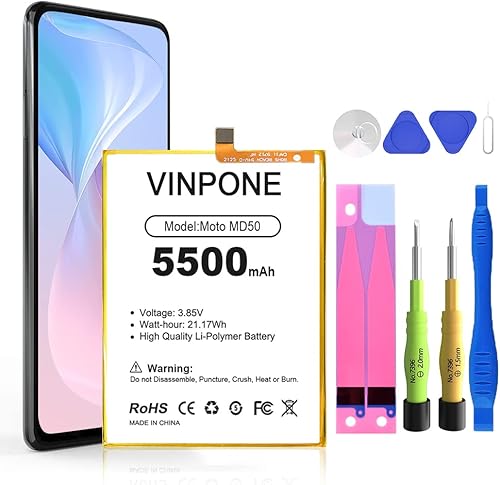 Batería para Moto G Stylus 5G 2021, [actualizada] Batería MD50 de repuesto de polímero de litio de alta capacidad de 5500 mAh para Moto G Stylus 4G