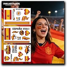 INKARTLINK 3 Sheets Spain Flag Temporary Tattoos, Realistic Waterproof