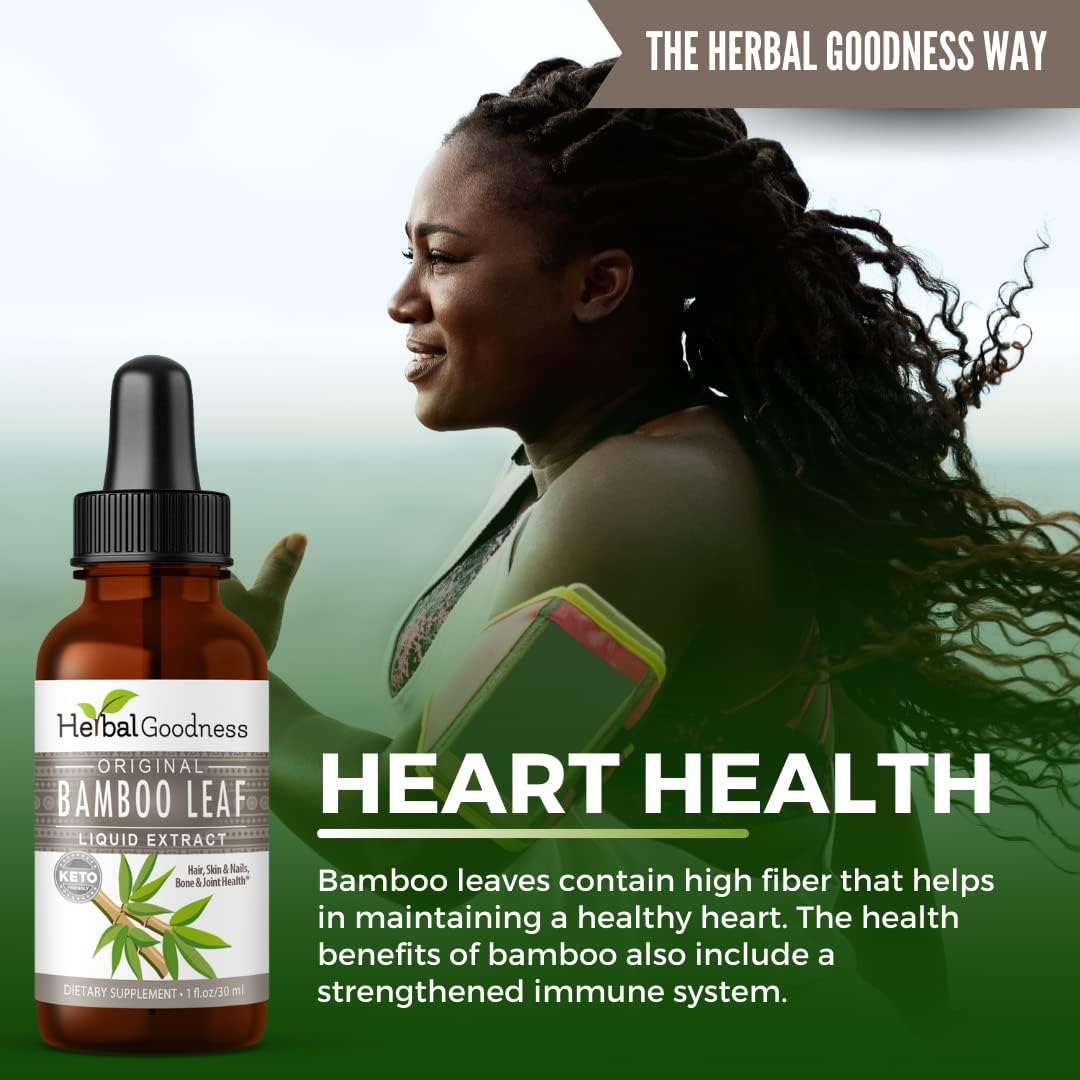 Bamboo Extract for Hair Growth - 70% Natural Silica - Vegan Collagen Superfood, Dietary Fiber for Hair, Skin, Nail & Joint Health -12(1oz) btls - Herbal Goodness