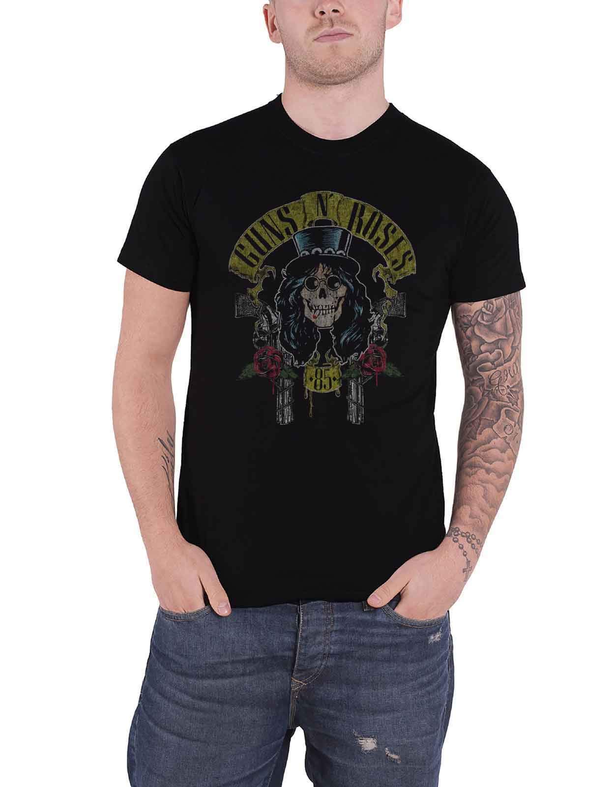 Guns N' Roses Men's Slash '85 T-Shirt, Black (Black Black), XX (Size:XX-Large)