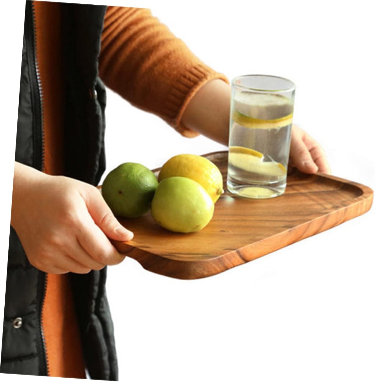 Solid Wood Dinner Plate Handmade Snack Tray for Fruits Desserts Breakfast Serving Tray for Home Shop Restaurant Use Easy to Clean