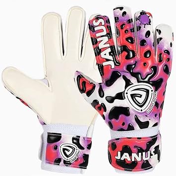 Kids Child Youth Soccer Goalkeeper Gloves with Pro Finger Protection Strong Grip, 3mm Natural Latex Palm Match Training for Boy Girl Size 4-7,Colored Leopard Series Pink Leopard,4