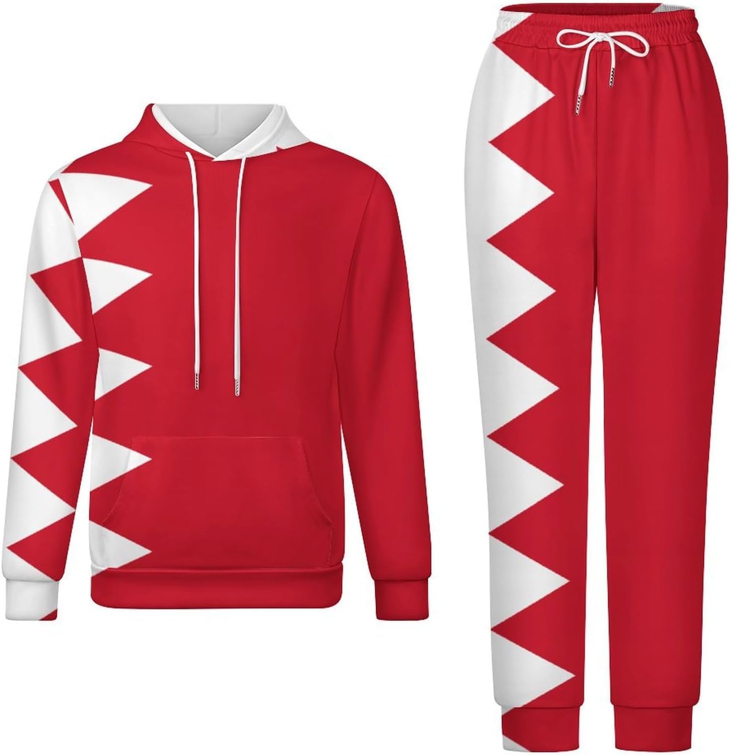 Bahrain Flag Men's Hooded Set Casual 2 Pieces Suits Pullover Tracksuit Hoodies And Sweatpants