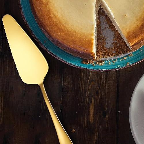 Miniatura 5 de Juego de cuchillos y servidores dorados para tartas de boda, juego de 2 piezas para cortar pasteles para boda, incluye cortador de pasteles y