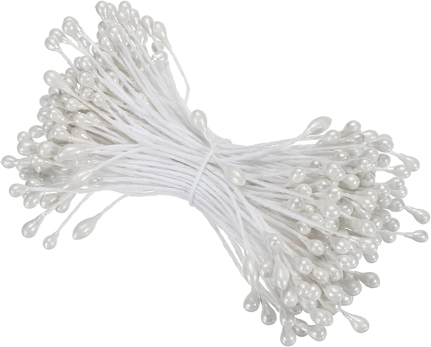 PATIKIL 3mm Double Heads Flower Stamen, 150 Pcs Artificial Flower Stamen Pistil Matt Pearl Floral Stamen for DIY Christmas Card Wedding Decoration, White