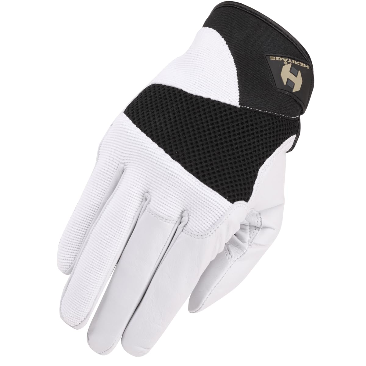 Heritage Tackified Polo Gloves, Size 8, White/Black