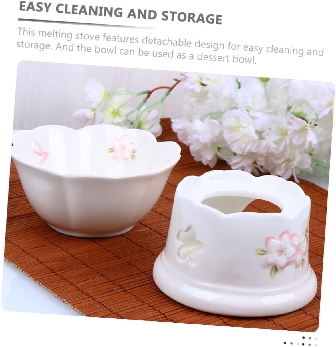 Ceramic Chocolate Fondue Pot with Bowl for Broth and Butter