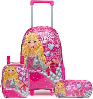 Kit Escolar Dino T-Rex Completo GUELPH Mochila de Carrinho+ Estojo+ Lancheira Marmiteira Resistente