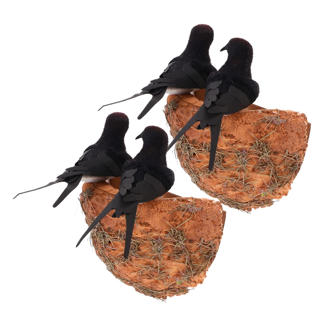 BESPORTBLE 8 Juegos De Nido De Golondrina Simulado Rústico Casa De Campo Pajarera Figuras De Nido De Pájaro Decoración del Hogar Simulación Nido De Pájaro Decoración Adorno De Pájaro