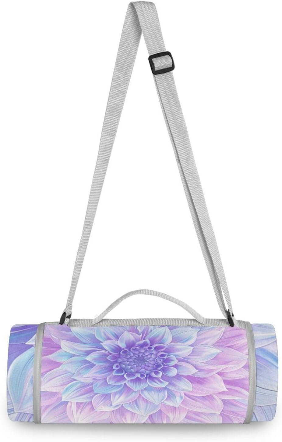 Round Picnic Blanket - Fits 2 Adults, Summer Accessories Foldable Outdoor Camping Mat for Beach Mat or Family Outdoor Camping Party 58 in (Boho Purple Blooms Mystery)