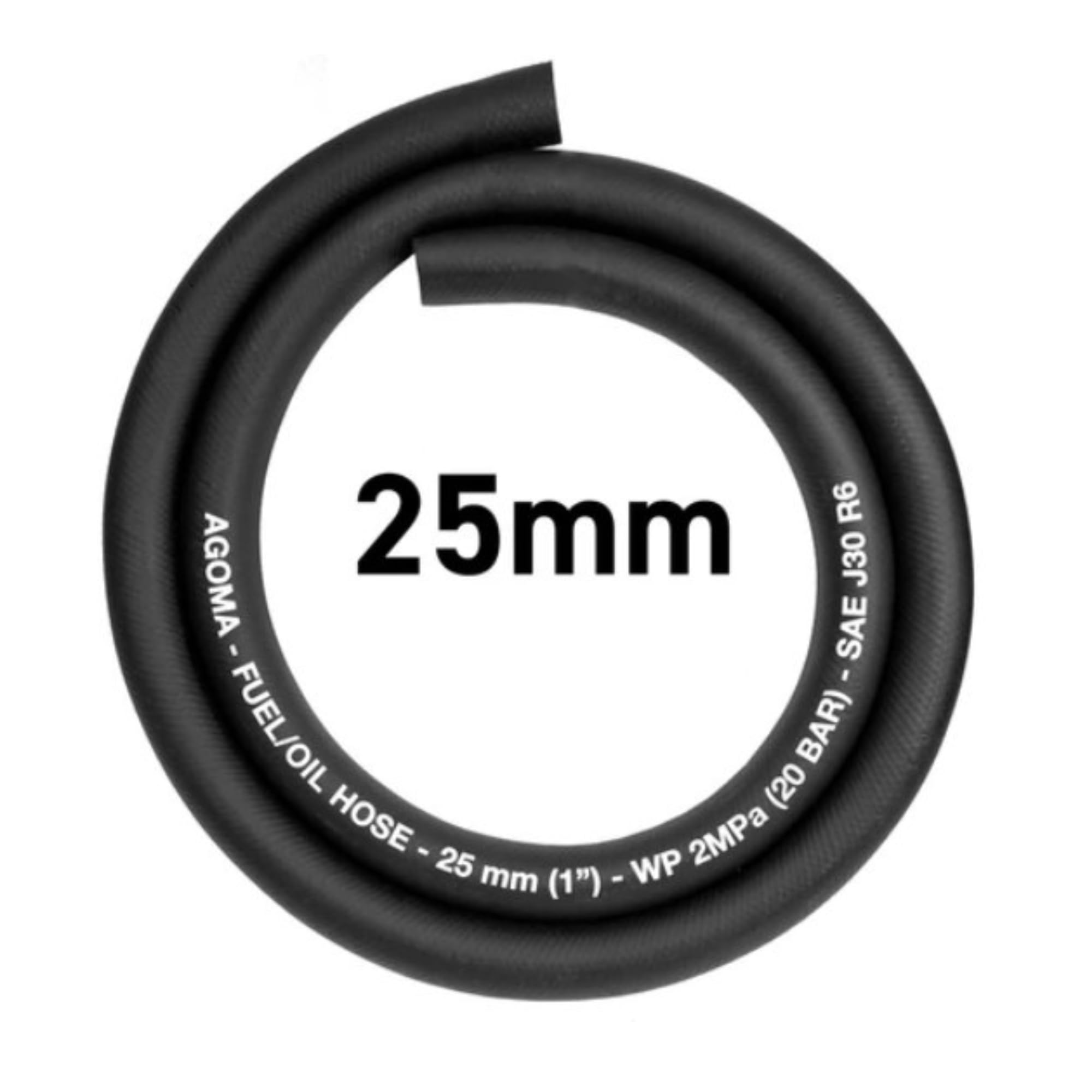 Fuel Hose – Reinforced Rubber Hose for Fuel, Diesel, Petrol, Water – Oil-Resistant Flexible Pipe for Engine Fuels, Industrial Use – 2m Reinforced Rubber Pipe Hose (25mm x 1meter)