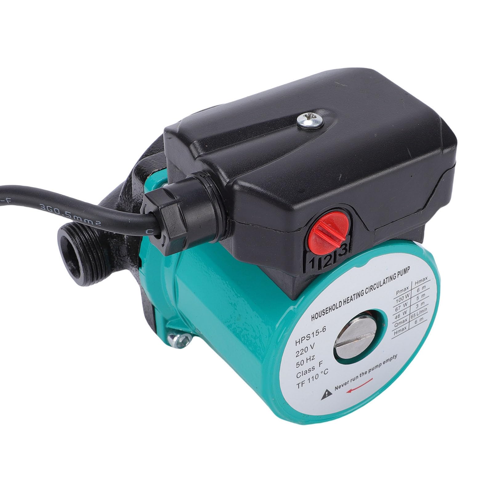 Cocoarm Pompa di Ricircolo dell'acqua Calda, Pompa di Circolazione dell'acqua in Ghisa con Controllo a 3 velocità 46W 67W 100W 65L Min 6m Prevalenza NPT 1in per di Riscaldamento Elettrico Uso