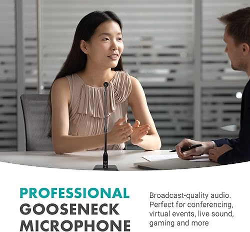 Miniatura 2 de Movo GM-5 Micrófono profesional de cuello de cisne de 18 pulgadas con soporte de interfaz USB, micrófono de podio con silencio de un solo toque, con
