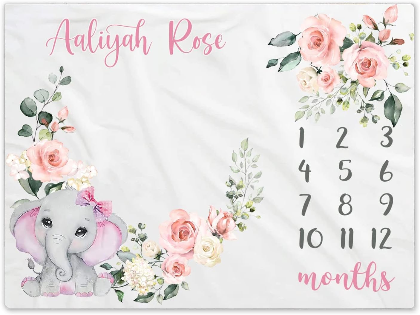 Personalized Baby Blankets for Girls, Sunflower Elephant Baby Blanket for Baby Girl Gifts, Baby Gifts