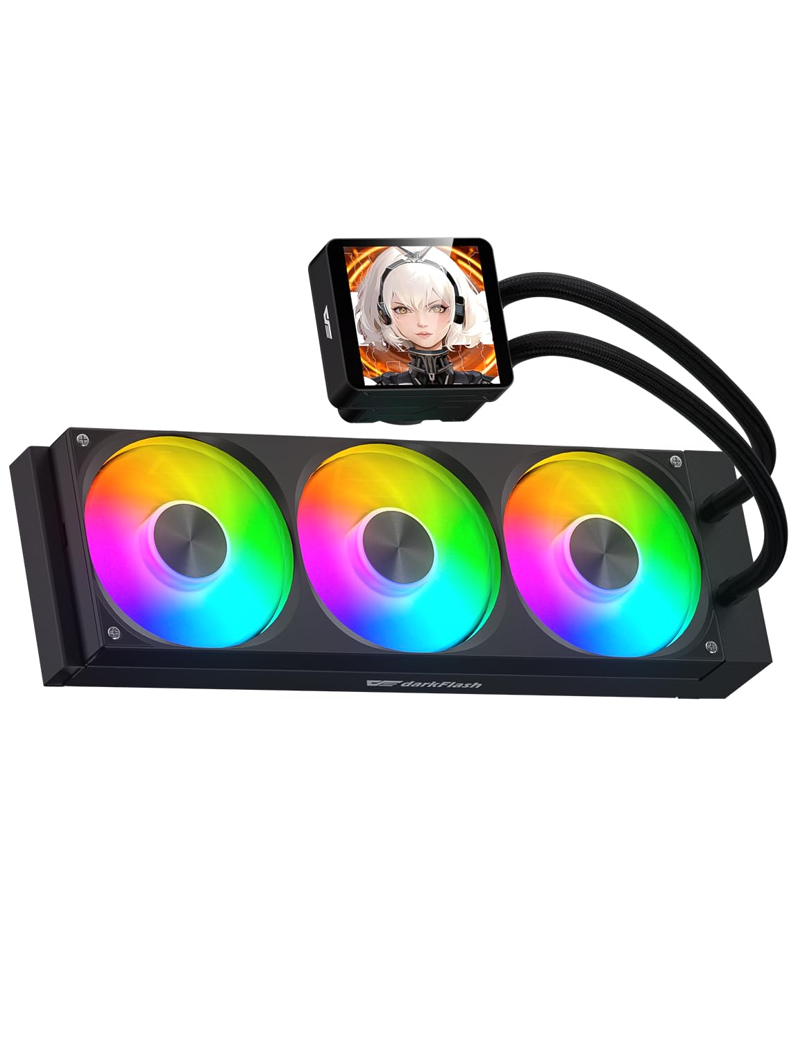 darkFlash DV360S MAX - Enfriador líquido todo en uno para CPU, pantalla LCD de 10 cm con resolución de 480 x 480, ventilador ARGB PWM de un solo marco, radiador de PC, CPU AIO Cooler de 360 mm Intel