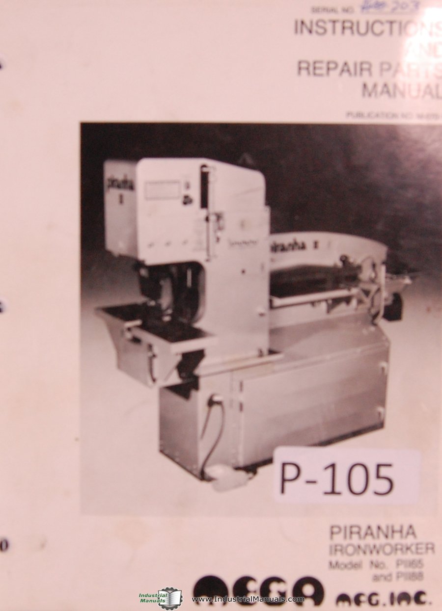 Piranha II Ironworker Manual Cover