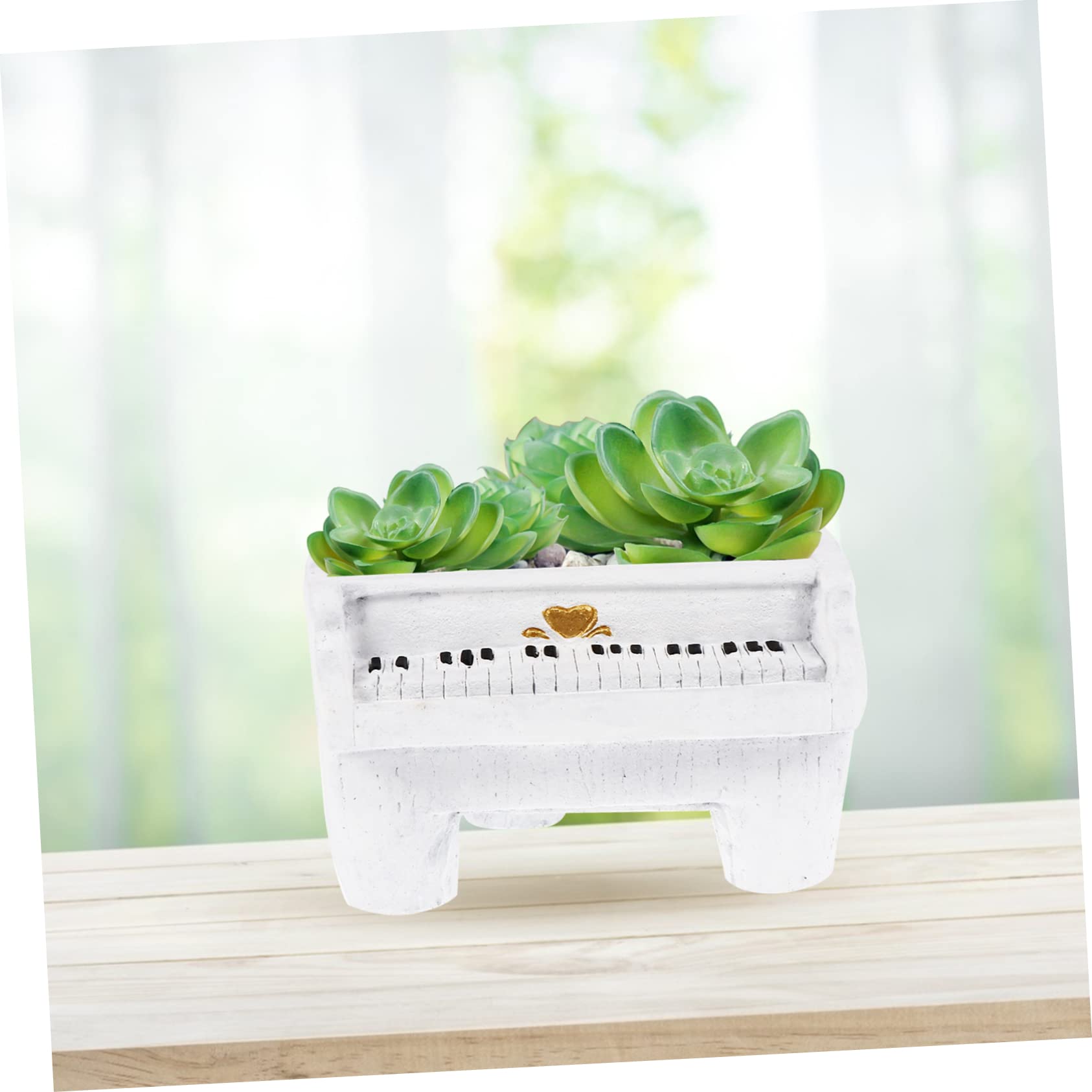OFFSCH Mini-Klavier Blumentopf Aus Harz – Für Sukkulenten, 13x12,3 Cm, Schwarz