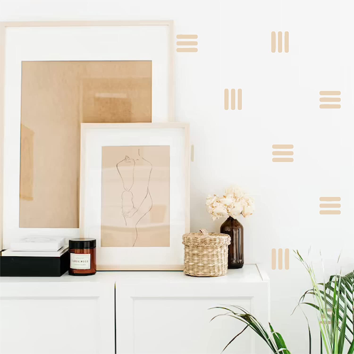 Mim Wall Line Wall Decals - Modern Wall Stickers, Boho Nursery Decor, Kids Room Wall Art, Scandinavian Home Decor 39.3" x 19.6"