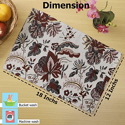 Image of HOKIPO Cotton Jacquard Dining Table Mat, Set Of 4 Placemats (12X18 In) (In-530-D4*4), White