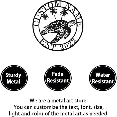 Miniatura 6 de Letrero de metal personalizado de tortuga de palmera y mar, letrero de metal personalizado de tortuga de palmera de playa, letrero de tortuga