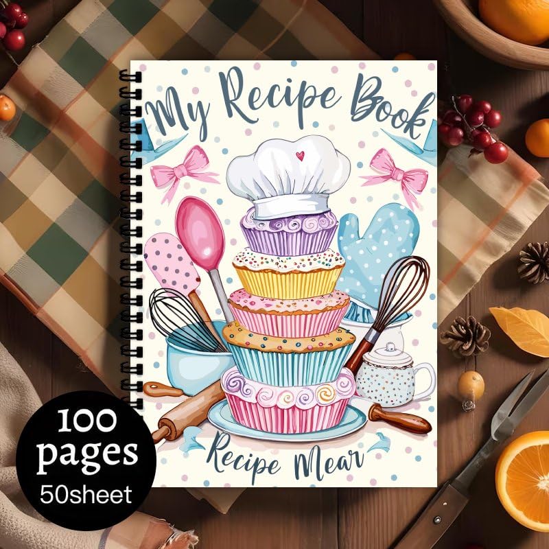 Recipe Notebook 5.8x 8.2 inch Spiral Recipe Book to Write in Your Own Recipes A5 Cook Books Blank Suitable for Personal Recipes and Meal Planning, Gift for Food Enthusiasts(100pages) (A)