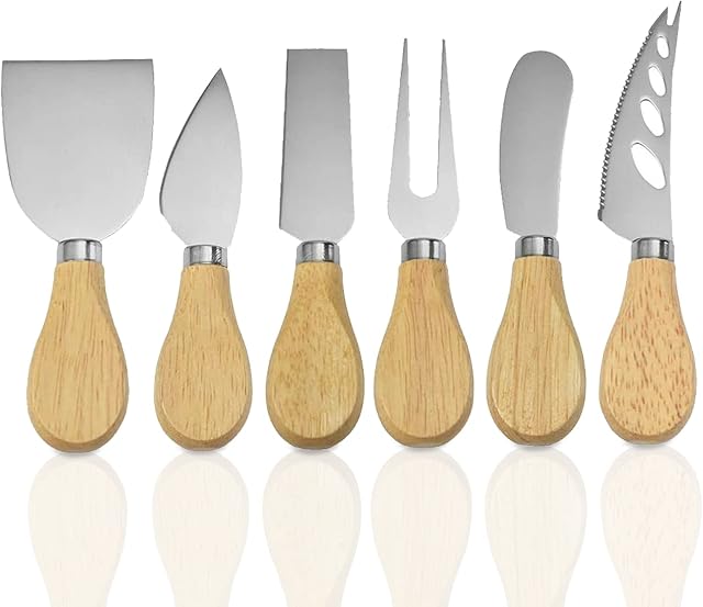 Cheese Knife Set - 6 Piece Cheese Knives Cheese Spreading Knife for Charcuterie Boards - Stainless Steel Cheese Knife Collection Slicer Shaver Fork Cheese Cutlery Tools for Party Wedding Birthday