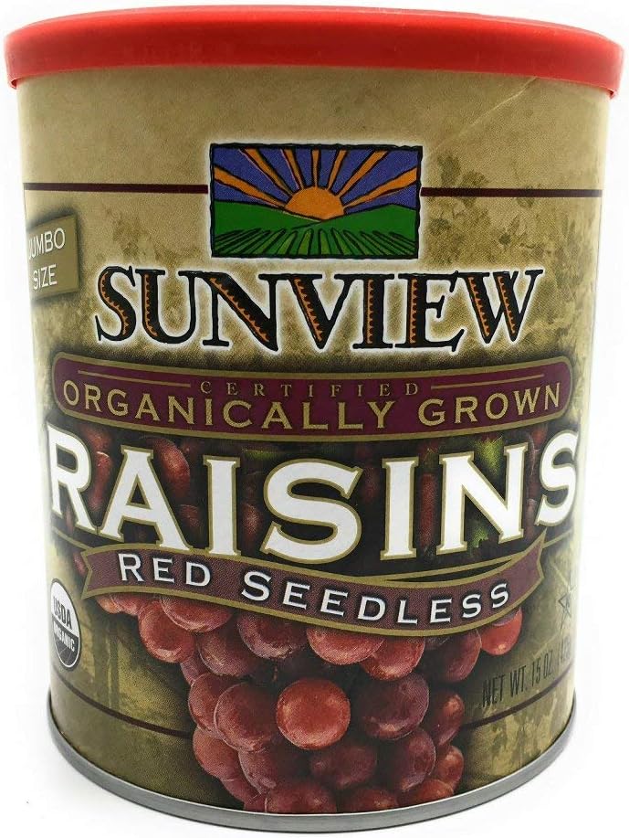 Amazon.com: Sunview Organic Red Seedless Raisins 3-15 oz. Canisters