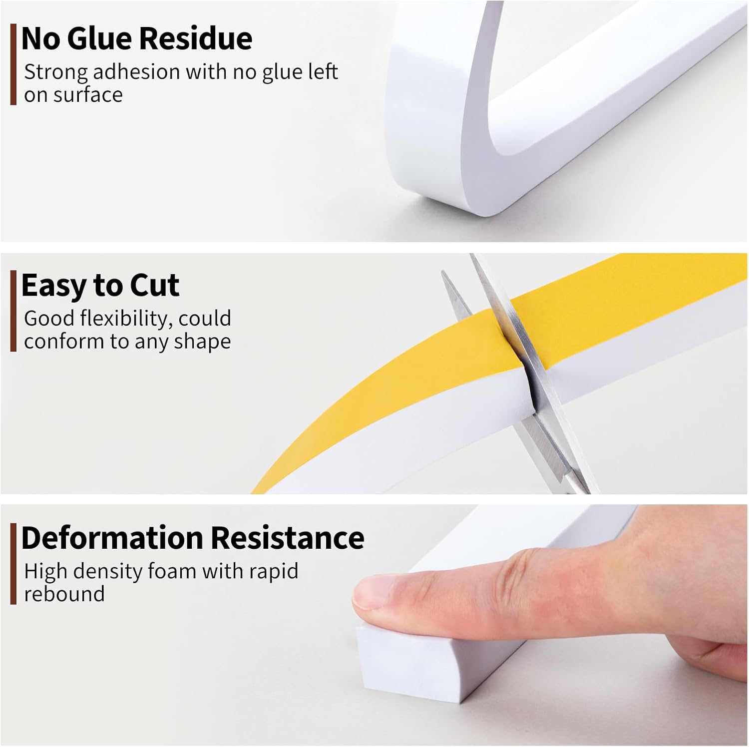 Yotache White High Density Foam Tape 1" x3/4" for Windows Air Conditioner Insulation Seal, Weatherstrip, AntiVibration, Shockproof Protection, Total 13 Ft (2 X 6.5 Ft Each)