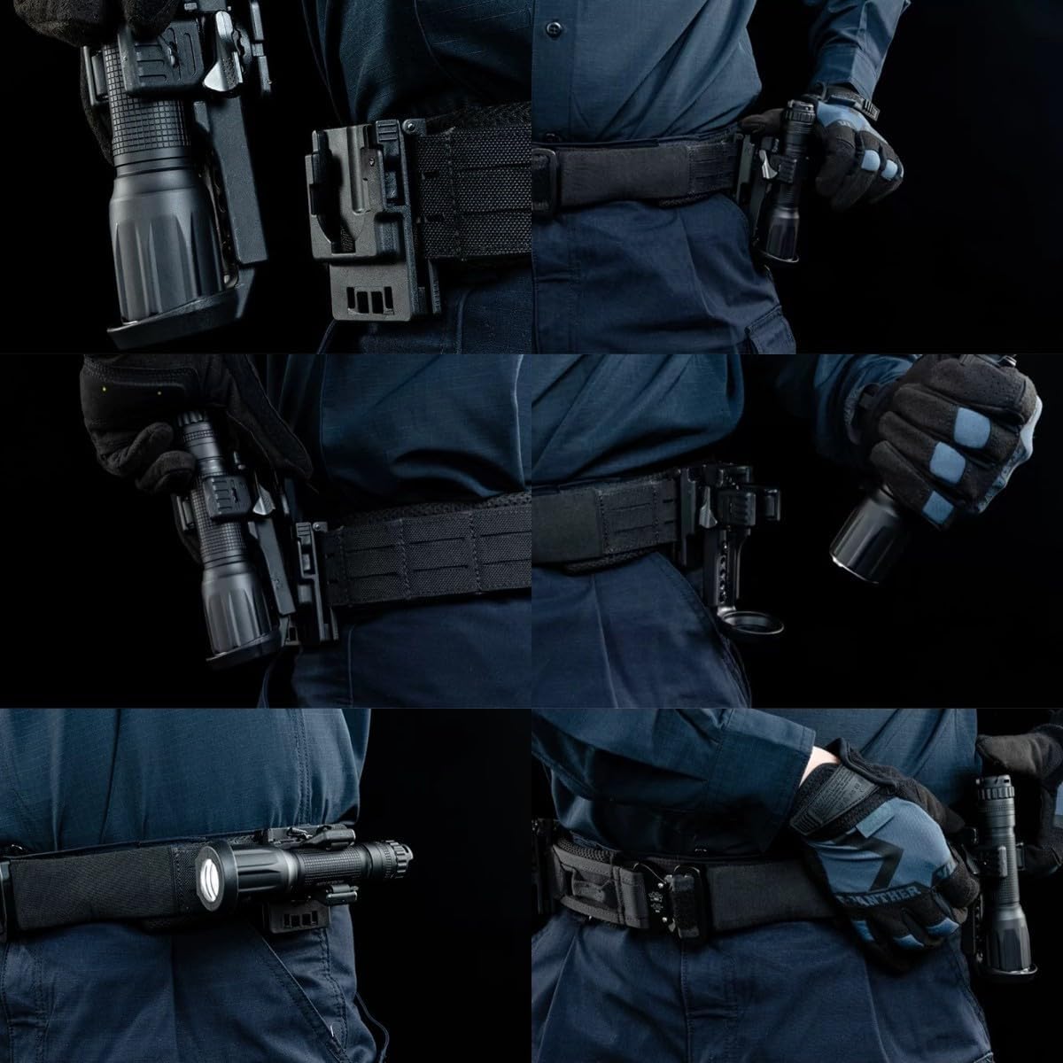 TACNEX Quick Release Flashlight Holder w/MOLLE Vest Clip Tactical Torch Holster Carrier Rotatable Light Carry Case Stand fit 1"-1.2" Diameter Flashlight for Police Leo Security Military Patrol