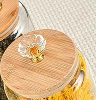 Vista 4 de 123Arts Recipiente de vidrio para almacenamiento de alimentos Tarro de especias de plato de caramelo con tapa de madera