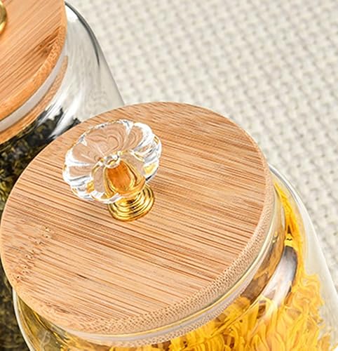 Miniatura 5 de 123Arts Recipiente de vidrio para almacenamiento de alimentos Tarro de especias de plato de caramelo con tapa de madera