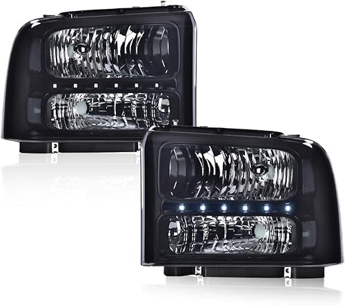 Miniatura 10 de CHEDA Faros delanteros LED DRL, compatibles con Ford F250 F350 F450 F550 Super Duty 2005 2006 2007, faros delanteros de esquina ámbar (lente